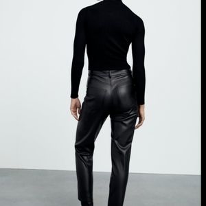 ZARA FAUX LEATHER MOM FIT PANTS (EUC)
